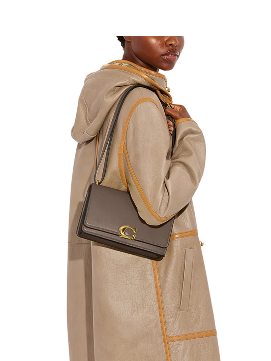 on-model-Coach-Bandit-Shoulder-Bag-Dark-Stone