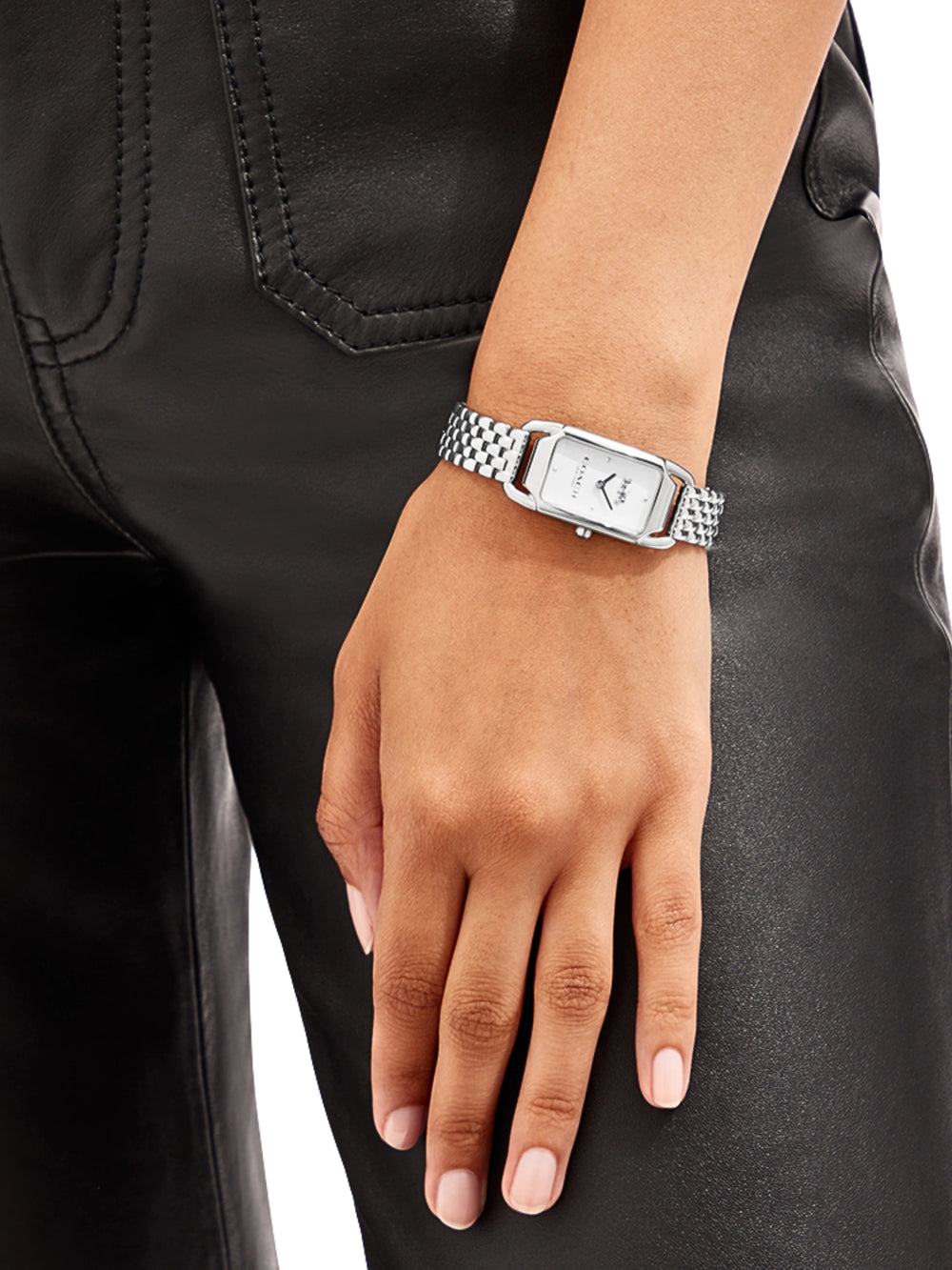 on-model-Coach-Cadie-Ladies-White-Dial-Silver-Stainless-Steel-Strap-Watch
