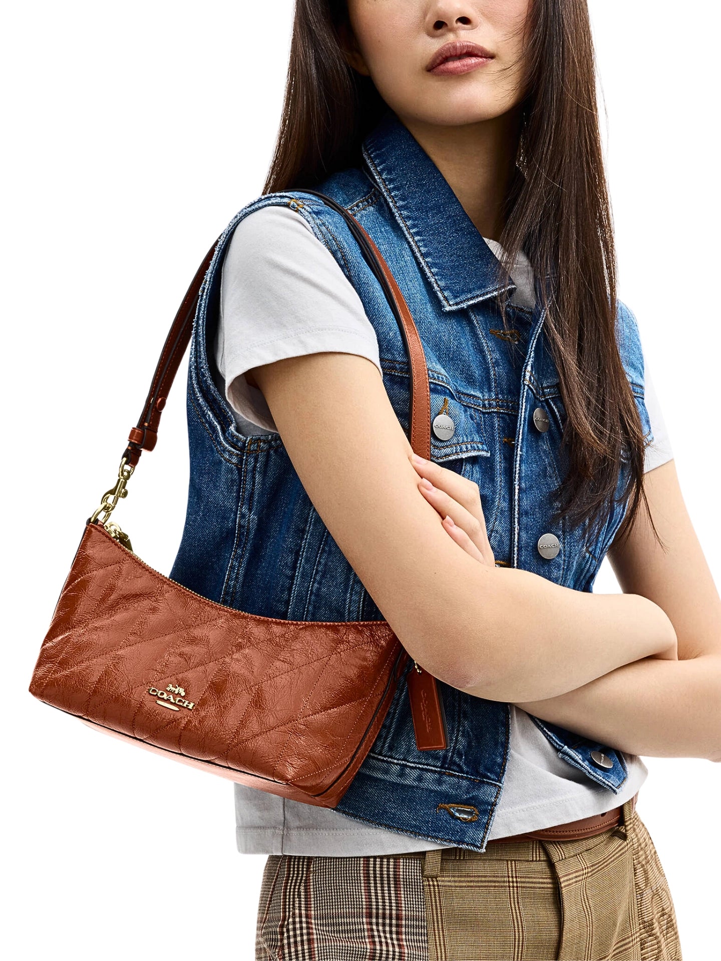 on-model-Coach-Caitlin-Shoulder-Bag-With-Quilting-And-Charm-Cinnamon