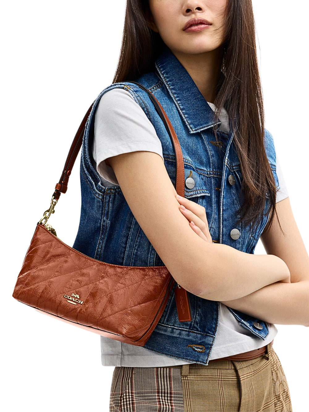 on-model-Coach-Caitlin-Shoulder-Bag-With-Quilting-And-Charm-Cinnamon