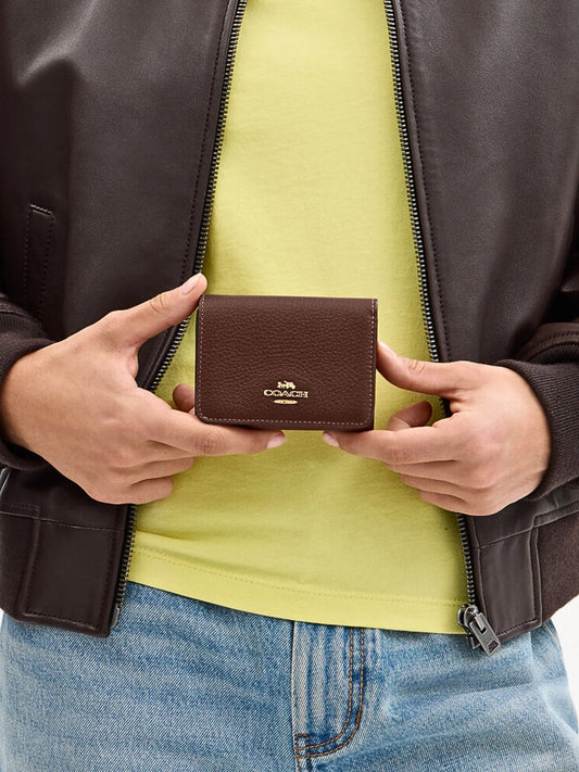 on-model-Coach-Card-Holder-Wallet-In-Signature-Canvas-Tan-Brown