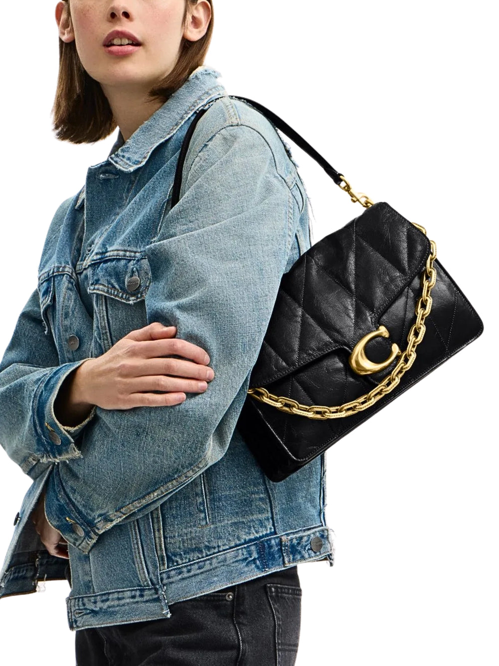 on-model-Coach-Chain-Tabby-Shoulder-Bag-30-With-Quilting-Black