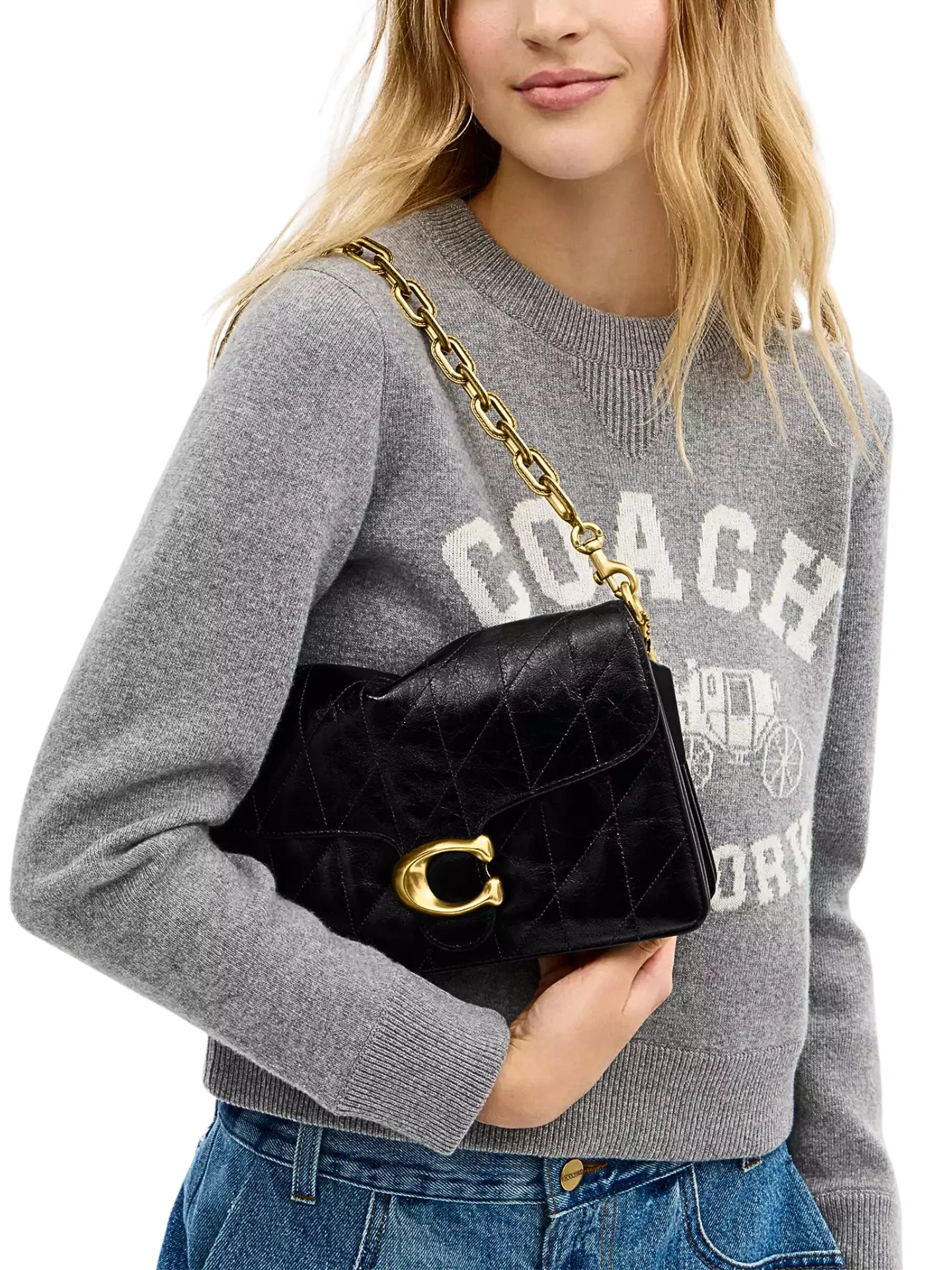 on-model-Coach-Chain-Tabby-Shoulder-Bag-With-Quilting-Black