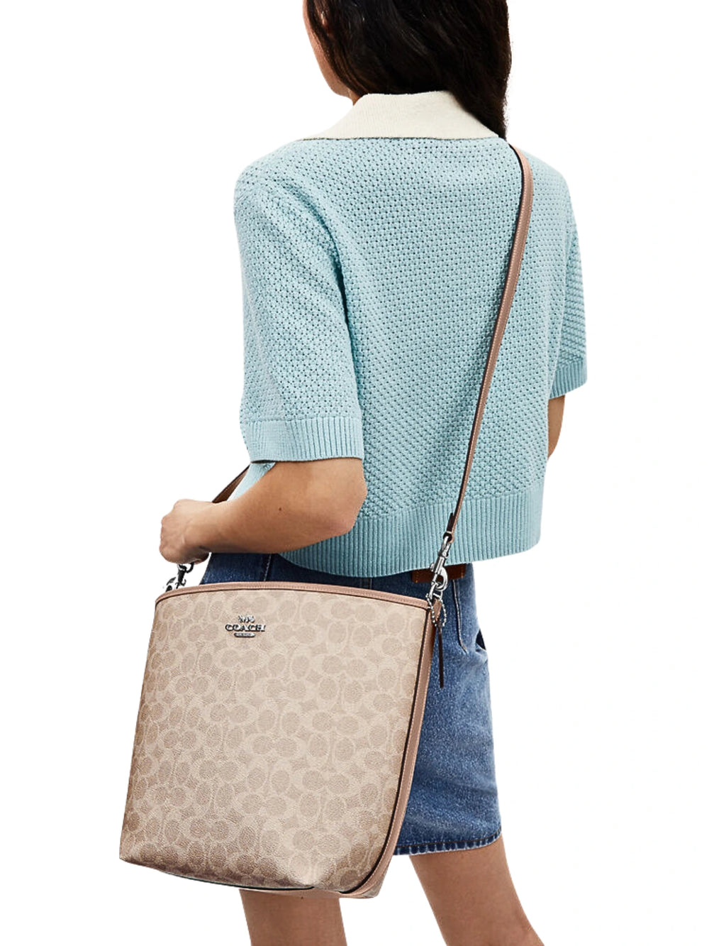 on-model-Coach-City-Large-Bucket-Bag-In-Signature-Canvas-Sand-Taupe