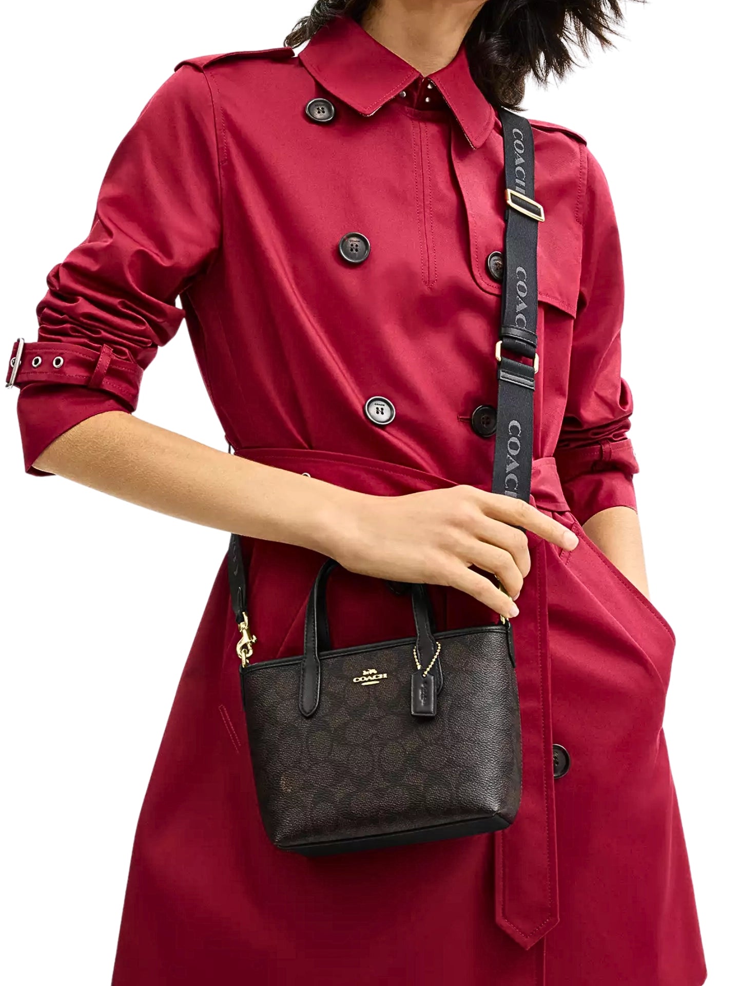 on-model-Coach-City-Mini-Tote-Bag-In-Signature-Canvas-Walnut-Black