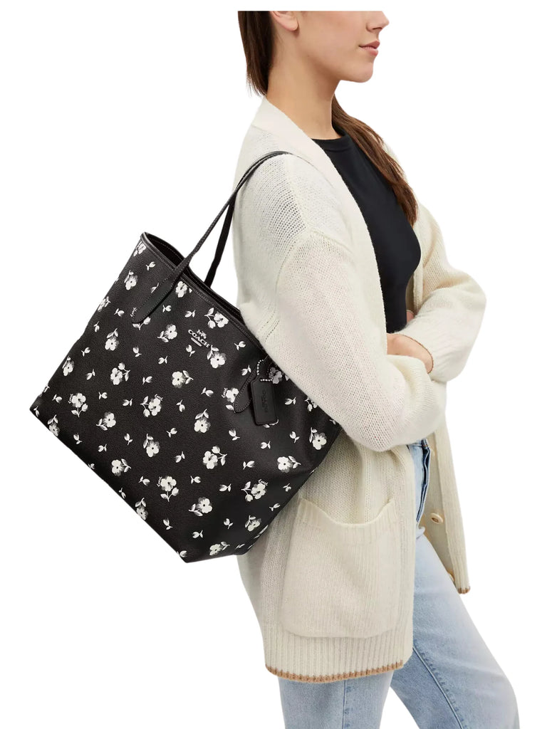 on-model-Coach-City-Tote-With-Floral-Print-Black-Multi