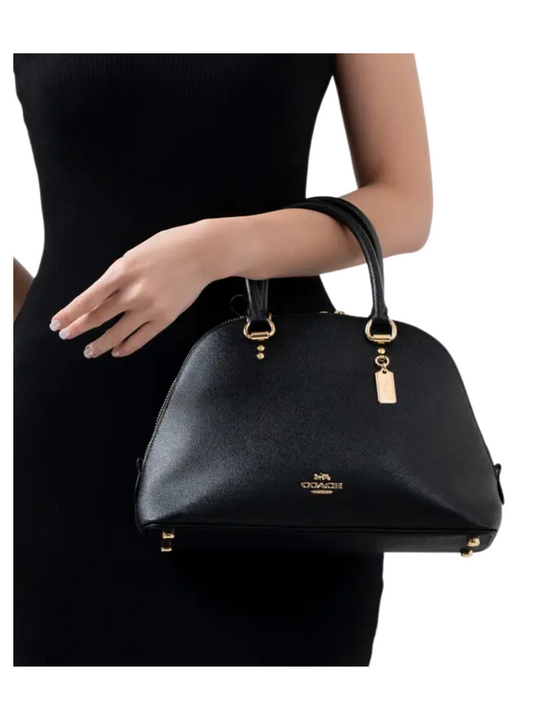 on-model-Coach-Crossgrain-Katy-Satchel-Black