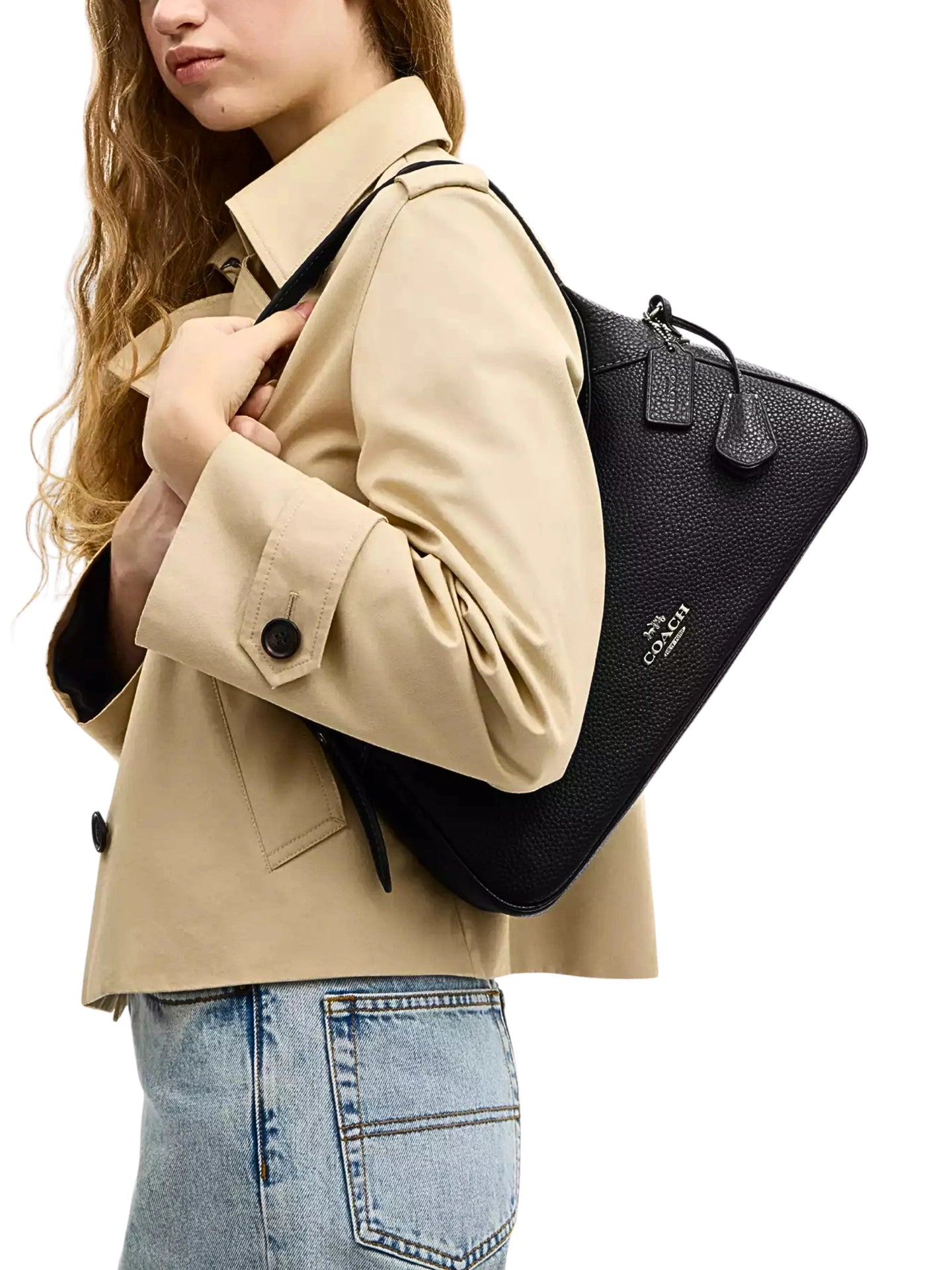 on-model-Coach-Ella-Small-Shoulder-Bag-Black