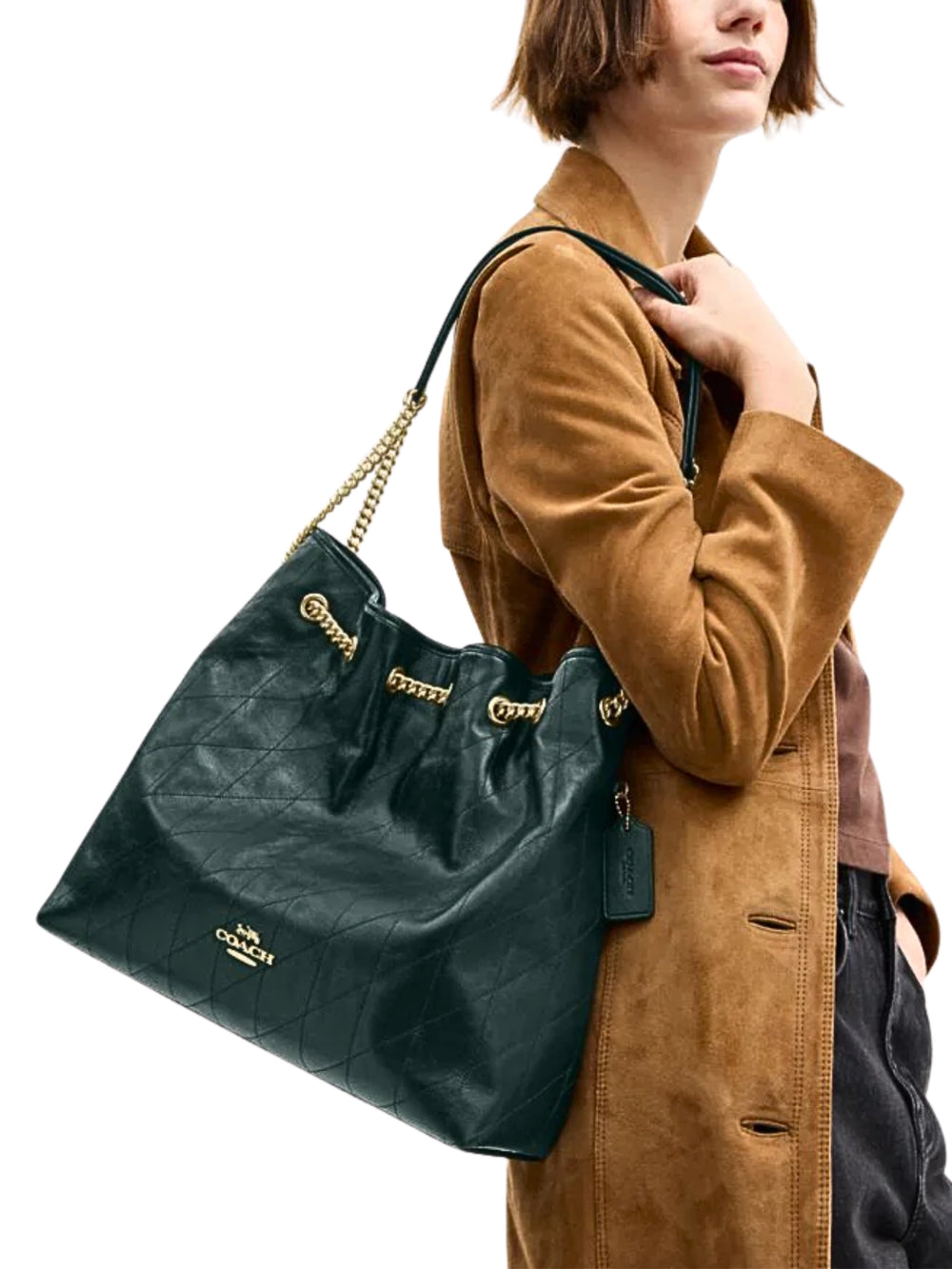 on-model-Coach-Evelyn-Large-Shoulder-Bag-With-Quilting-Dark-Teal