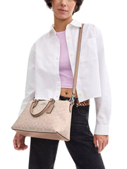 on-model-Coach-Georgia-Satchel-Bag-In-Signature-Canvas-Sand-Taupe