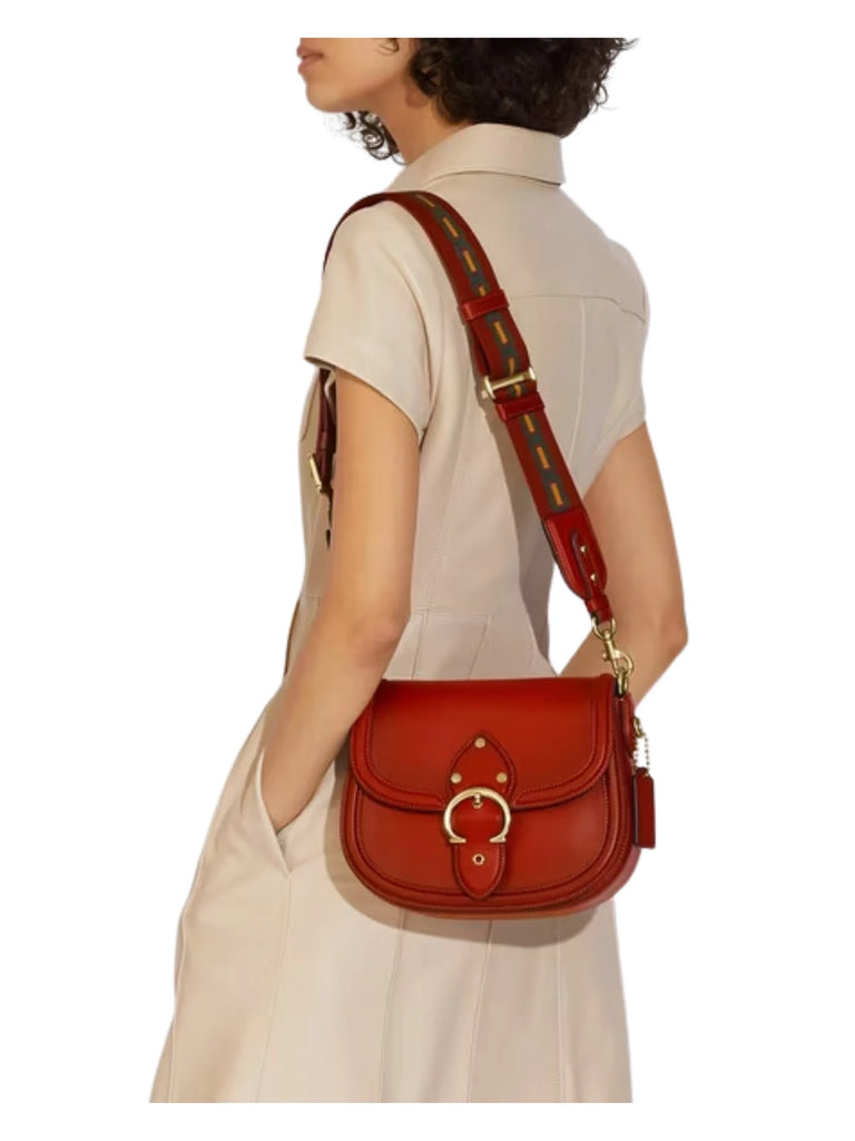 Coach Glove Tanned Leather Beat Saddle Bag Red Sand Balilene