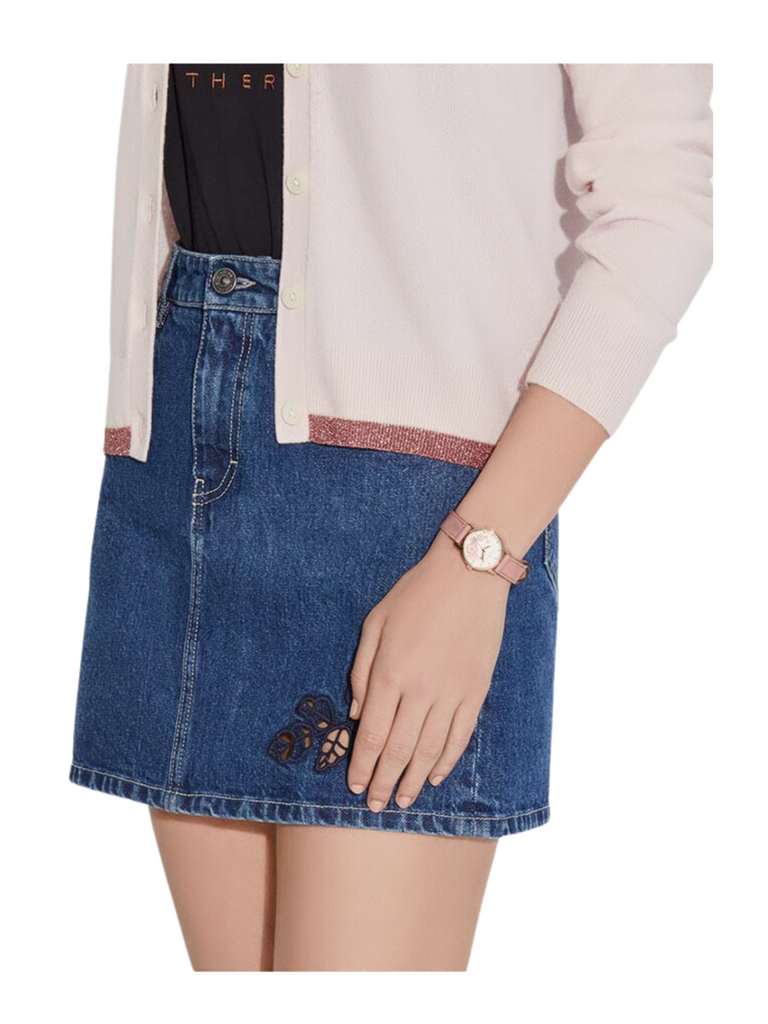 on-model-Coach-Grand-Ladies-White-Dial-Pink-Leather-Strap