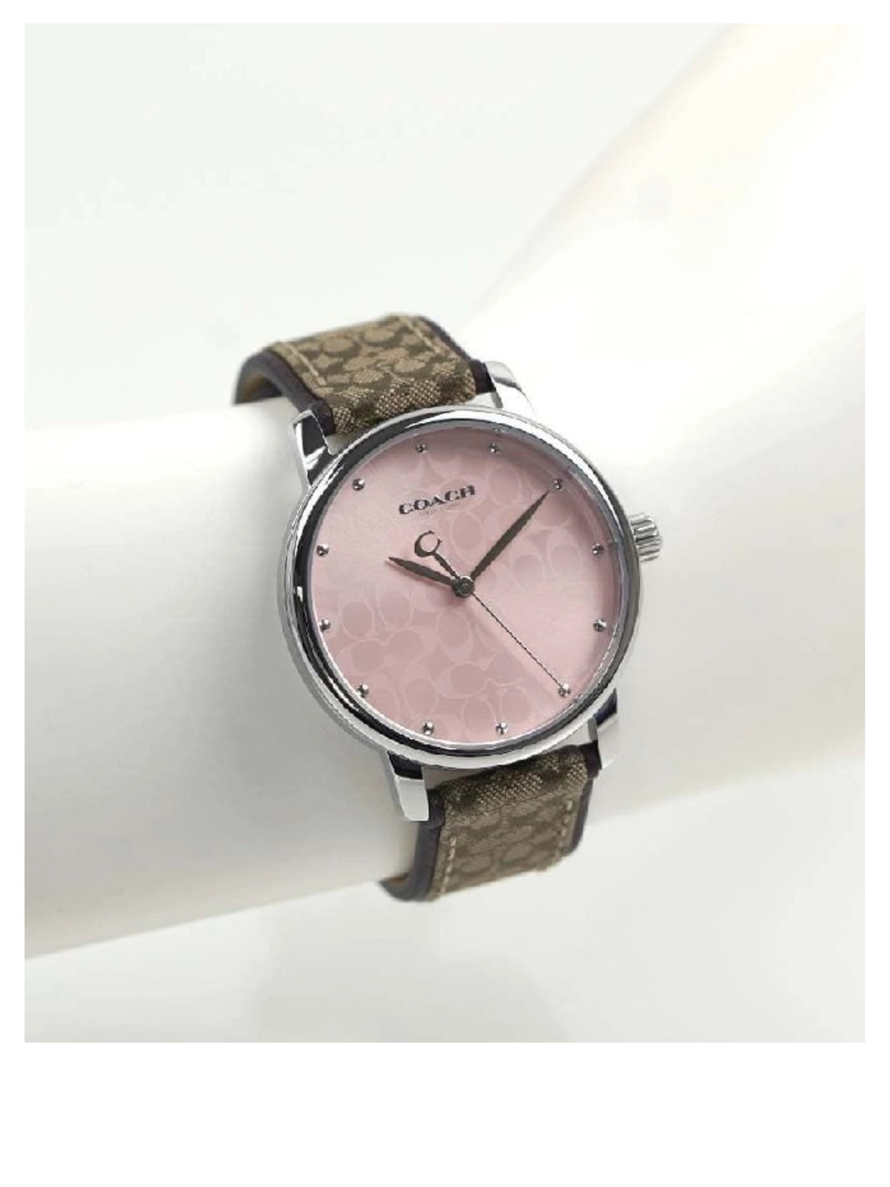 on-model-Coach-Grand-Women_s-Pink-Dial-Brown-Logo-Strap-Watch