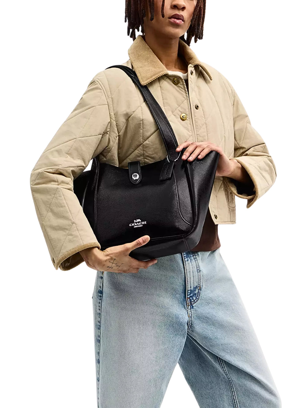 Coach Hadley Turnlock Tote Bag Silver/Black – Balilene
