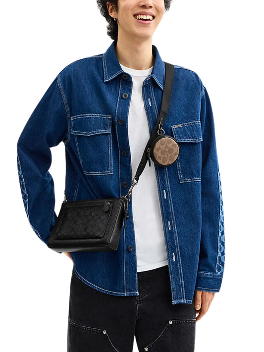 on-model-Coach-Holden-Crossbody-In-Blocked-Signature-Canvas-Charcoal-Tan-Black