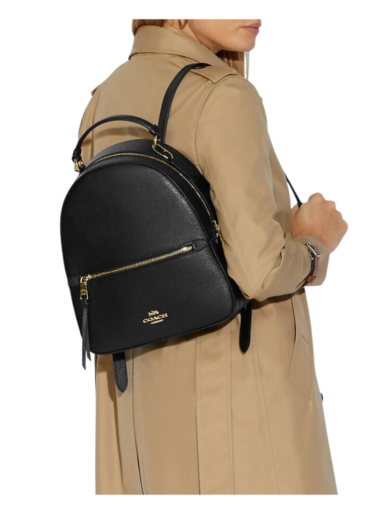 Black leather coach backpack sale