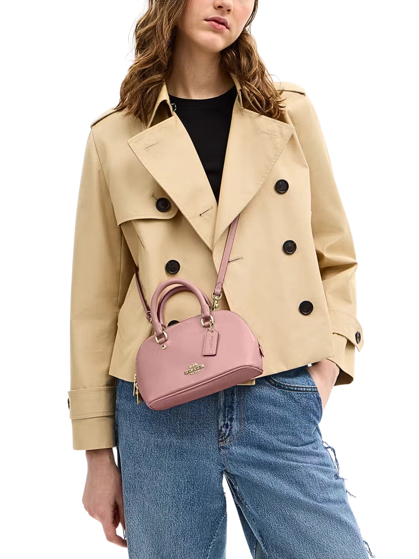 on-model-Coach-Lara-Mini-Satchel-Bag-Pink-Petal