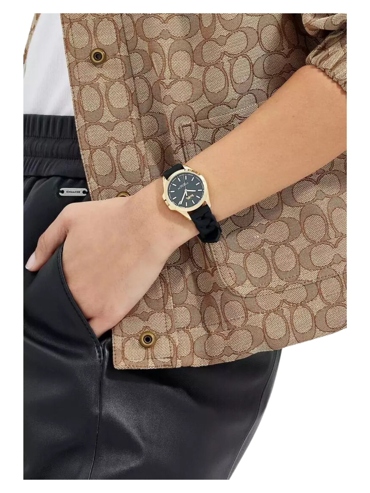on-model-Coach-Libby-Watch-Rubber-Strap-Black