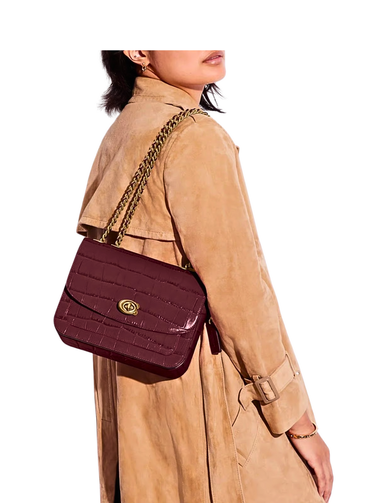 on-model-Coach-Madison-Croc-Embossed-Shoulder-Bag-Wine