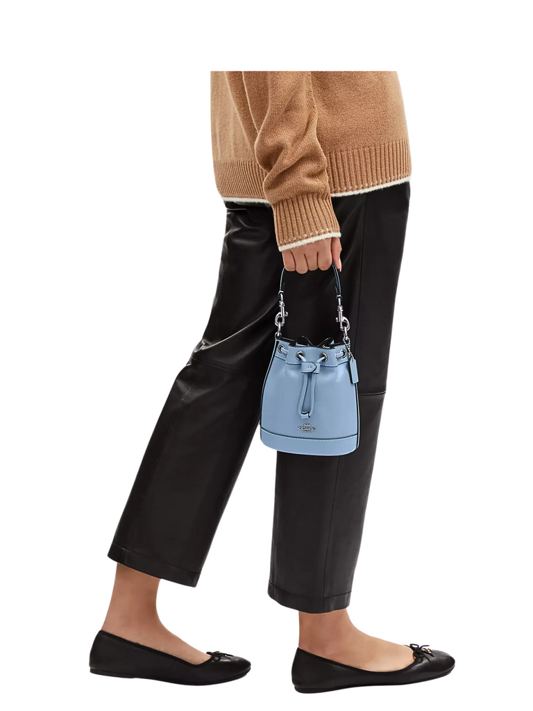 on-model-Coach-Mini-Bucket-Bag-Blue
