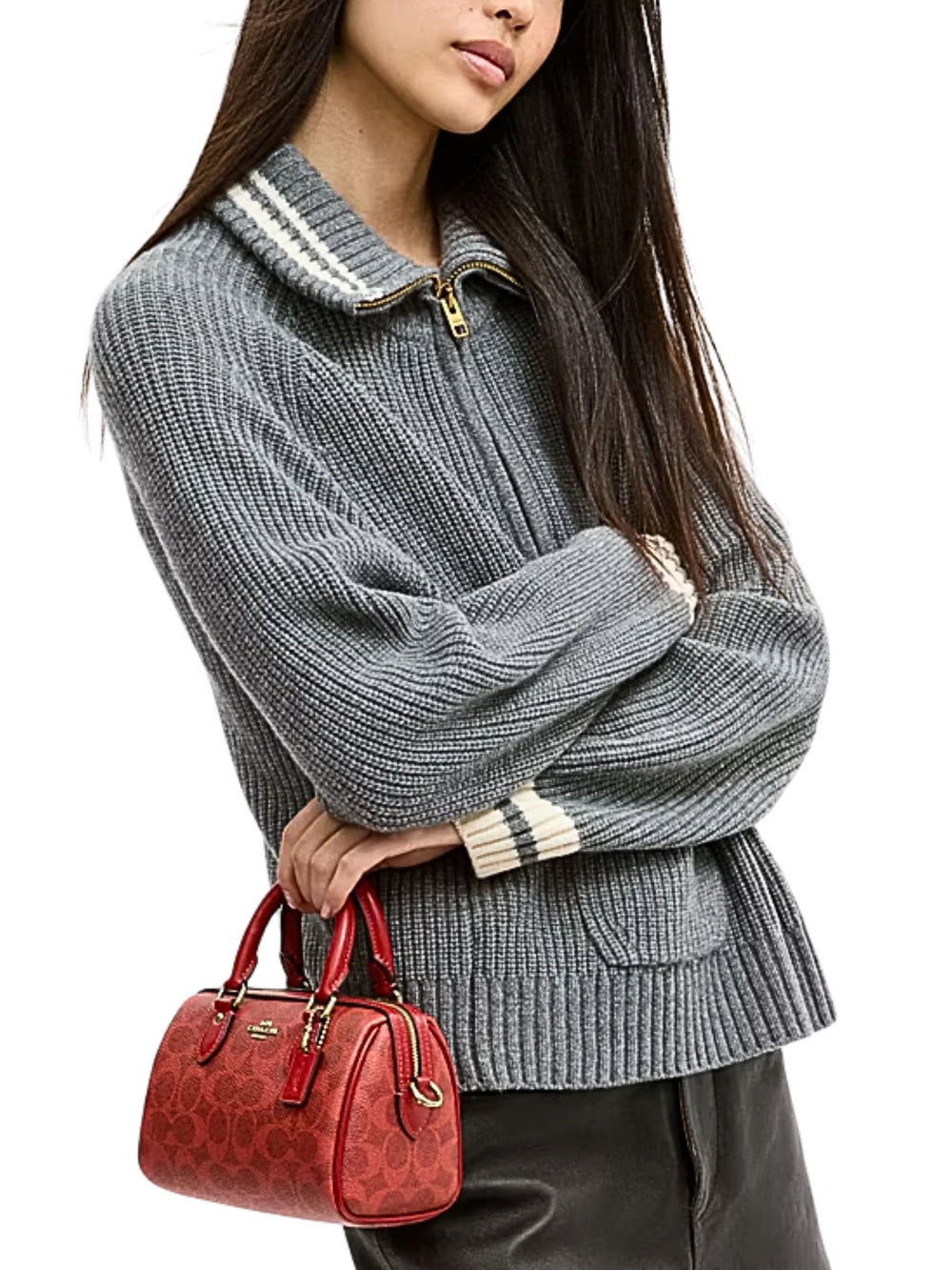 on-model-Coach-Mini-Rowan-Crossbody-Bag-In-Signature-Canvas-Crimson