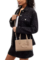 on-model-Coach-Nina-Small-Tote-Bag-Debossed-C-Taupe