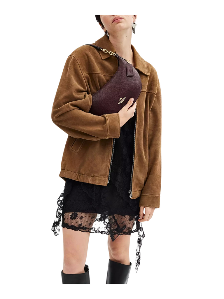on-model-Coach-Payton-Mini-Leather-Hobo-Bag-Merlot