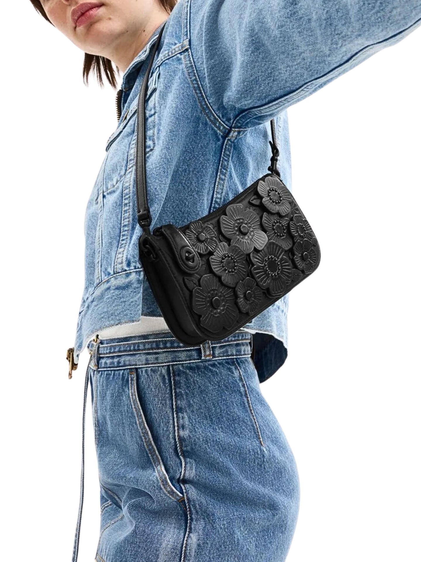 on-model-Coach-Penn-Shoulder-Bag-With-Tea-Rose-Black