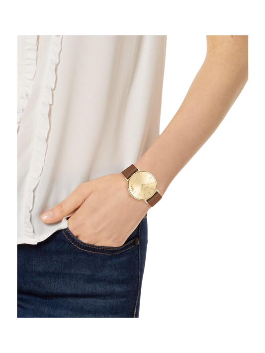 on-model-Coach-Perry-Gold-Dial-Brown-Leather-Strap-Watch