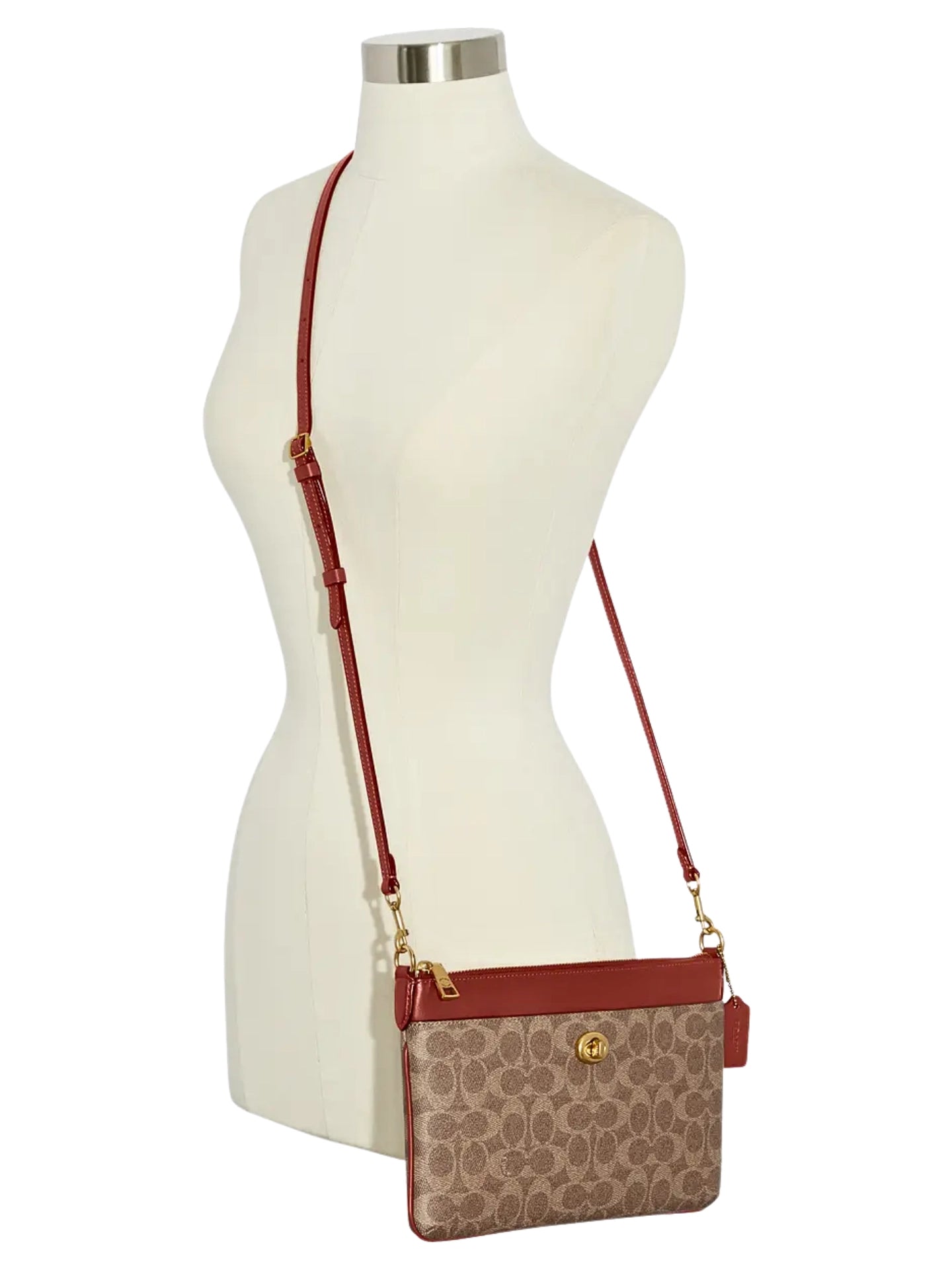 on-model-Coach-Polly-Crossbody-Bag-In-Signature-Canvas-Tan-Rust