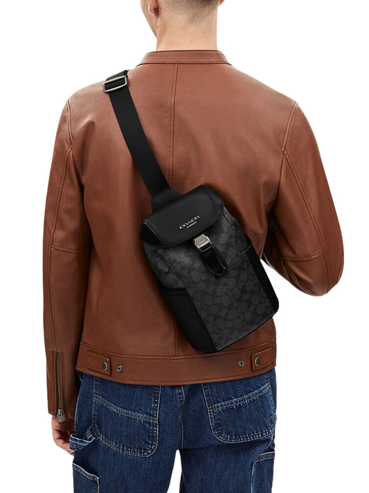 on-model-Coach-Racer-Pack-Bag-In-Signature-Charcoal-Black