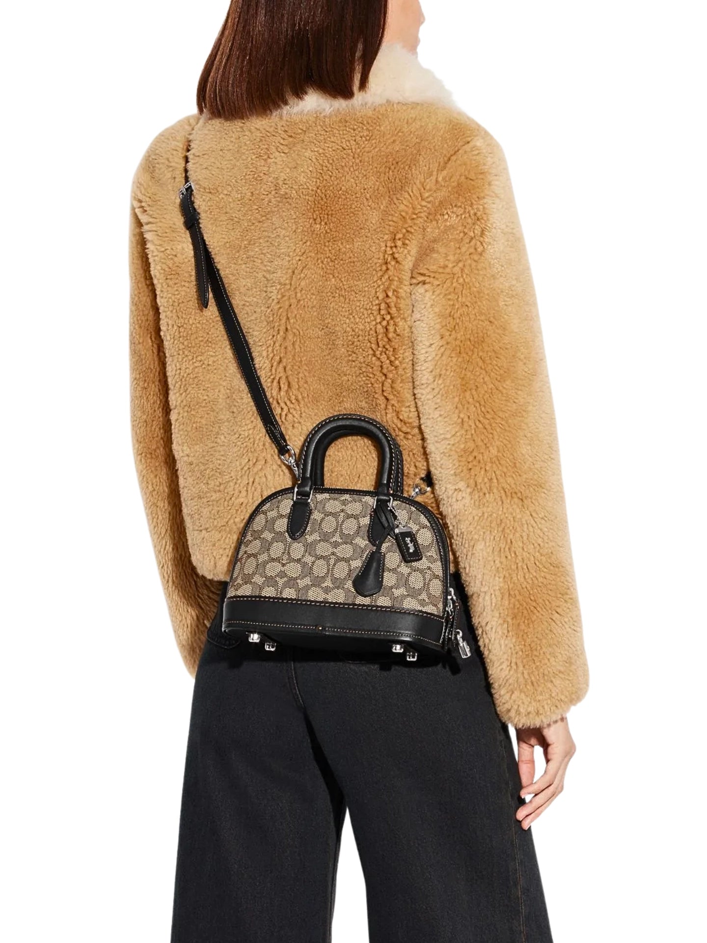 on-model-Coach-Ravel-Bag-24-In-Signature-Textile-Jacquard-Cocoa-Black