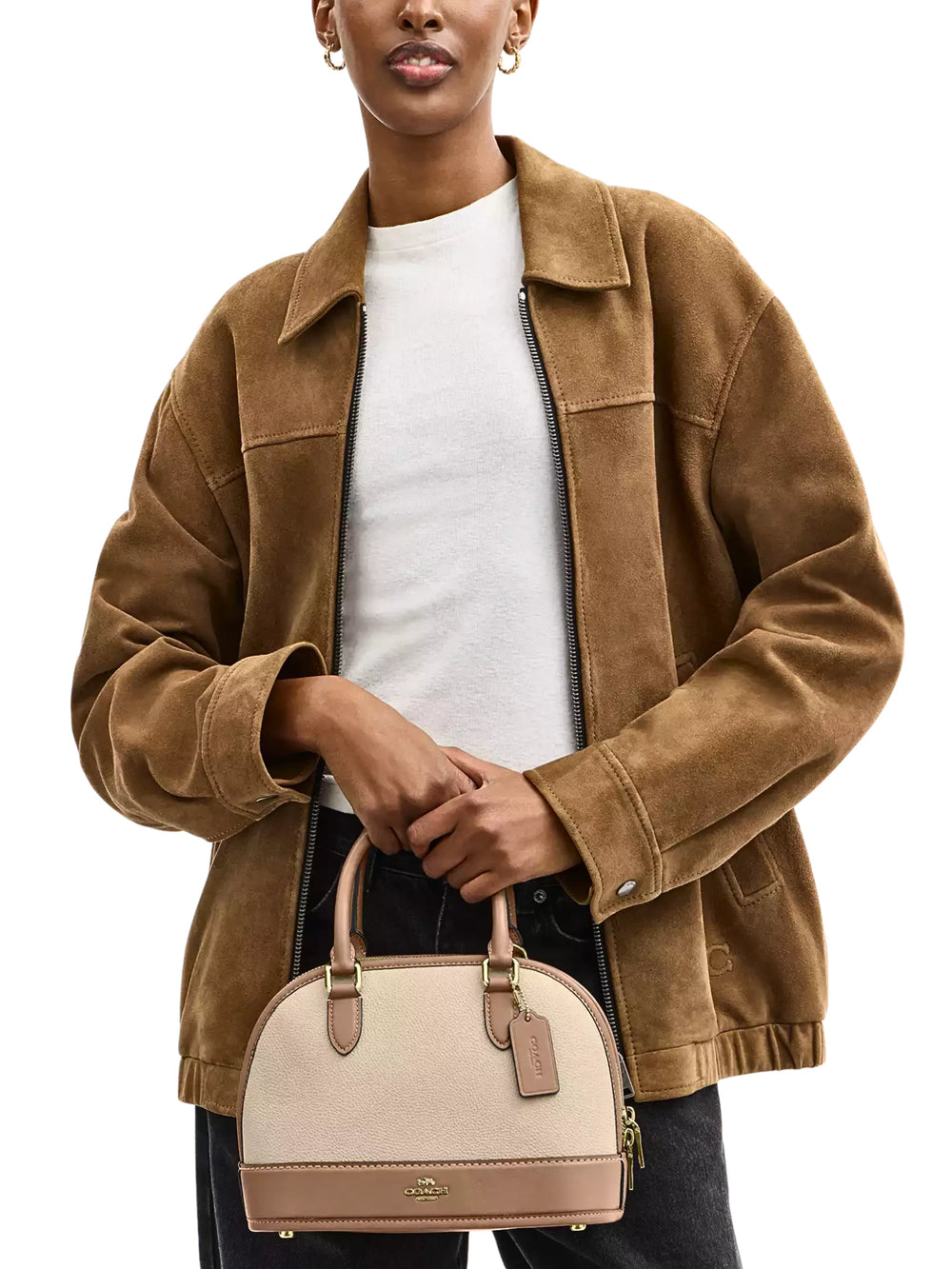 on-model-Coach-Sabrina-Satchel-Bag-In-Colorblock-Ivory-Taupe