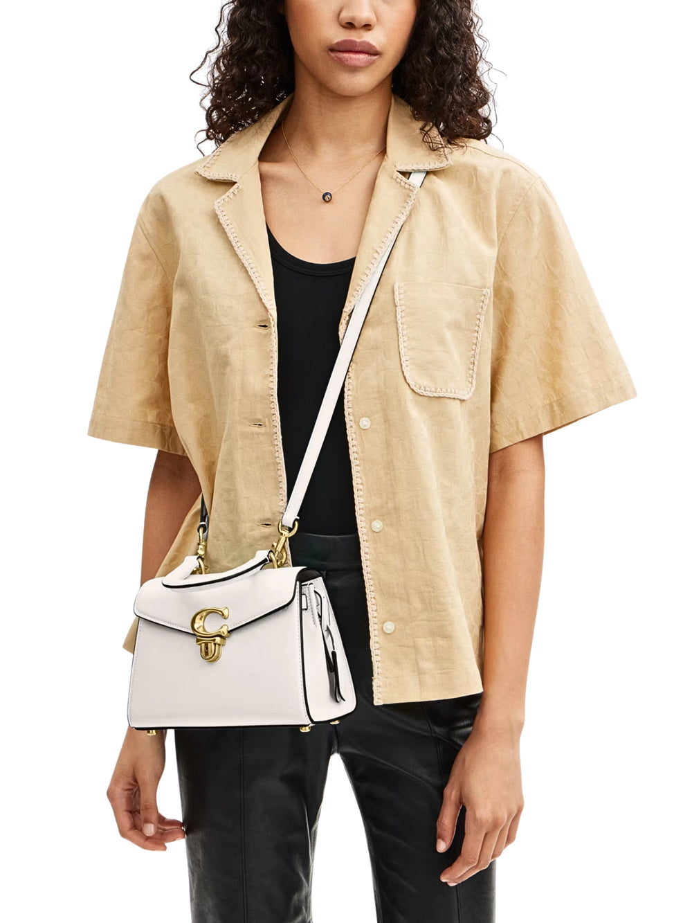 on-model-Coach-Sammy-21-Top-Handle-Bag-Chalk