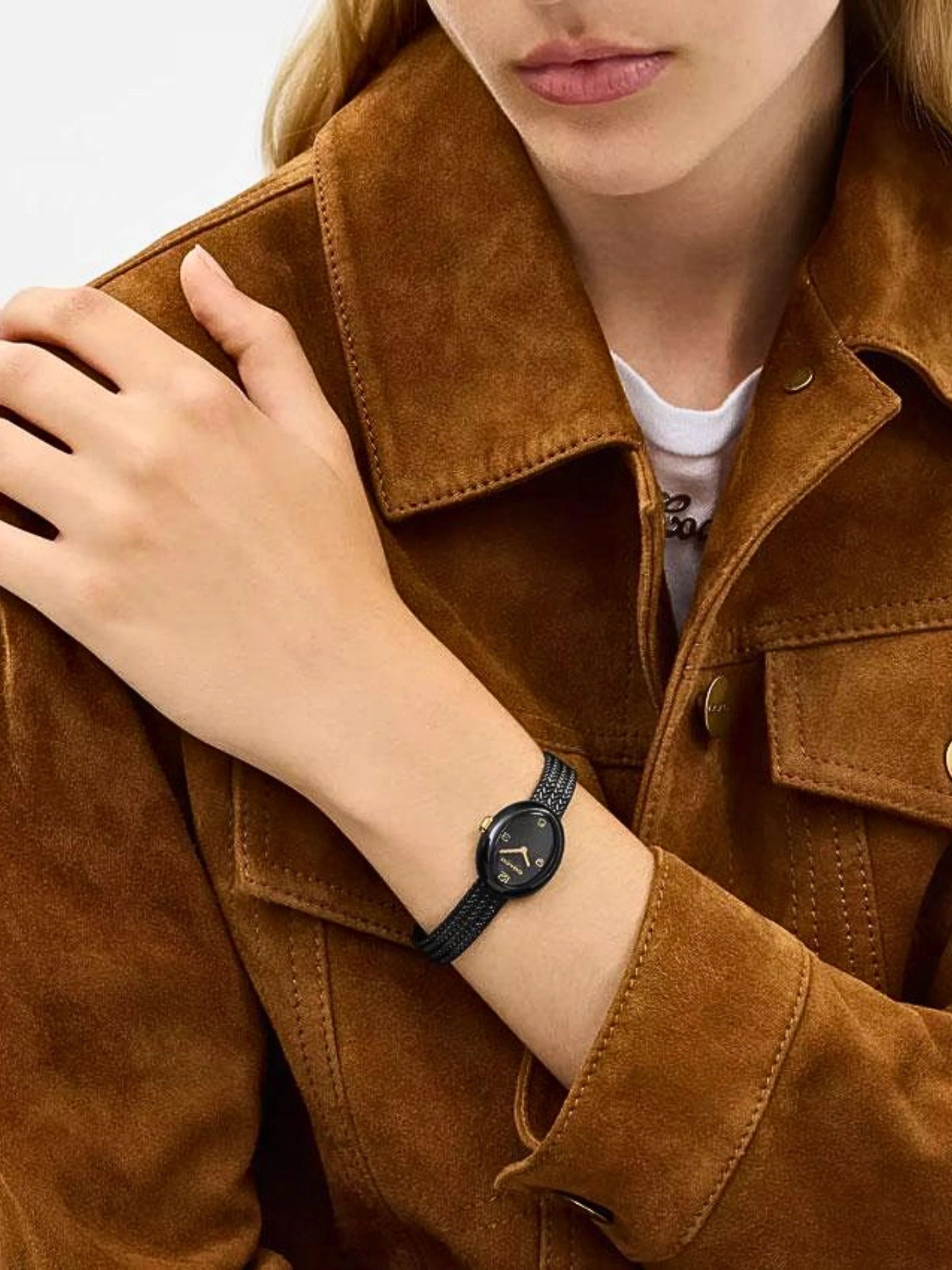 on-model-Coach-Sammy-Black-Stainless-Steel-Women-Watch