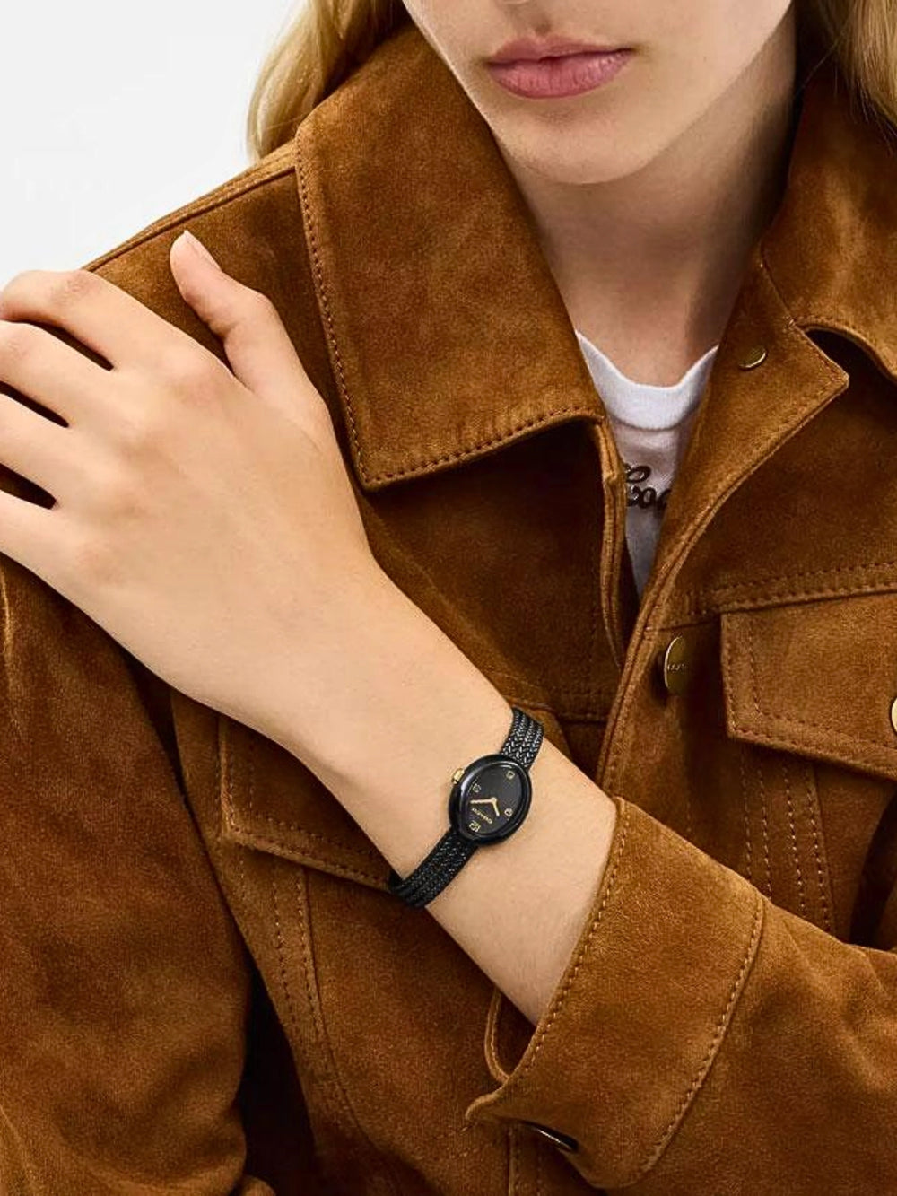 on-model-Coach-Sammy-Black-Stainless-Steel-Women-Watch