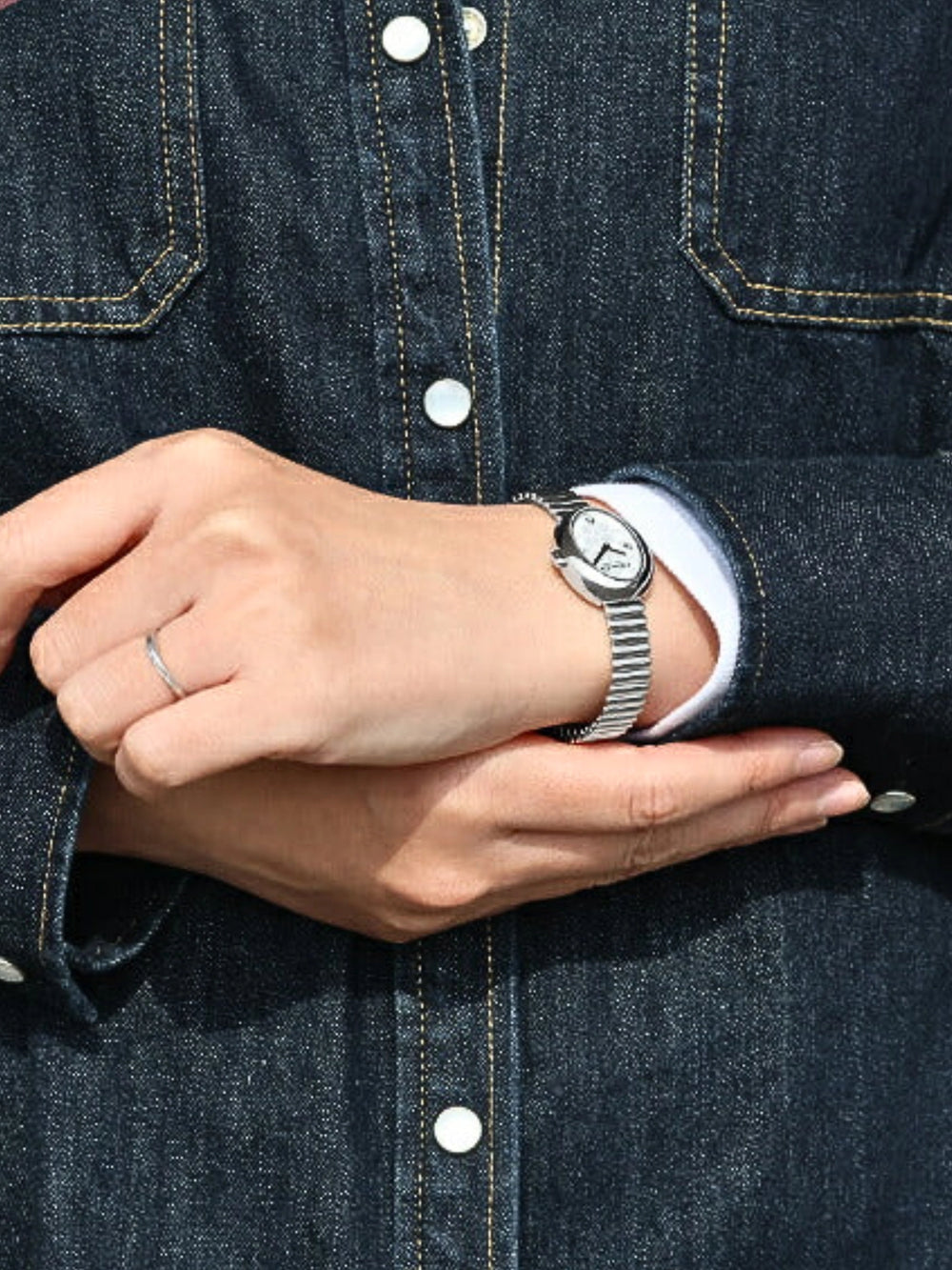 on-model-Coach-Sammy-Silver-White-Dial-Stainless-Steel-Watch