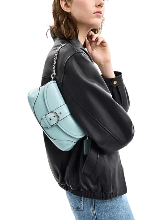 on-model-Coach-Soho-25-Crinkle-Leather-Shoulder-Bag-Light-Blue