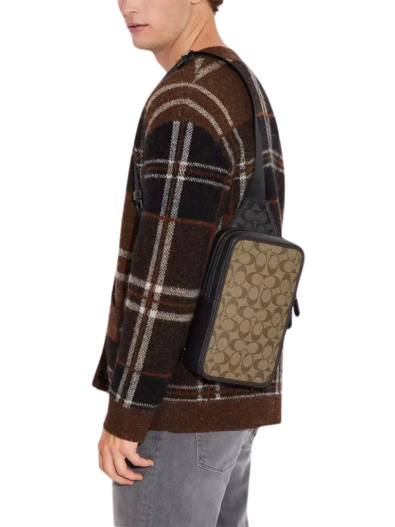 on-model-Coach-Sullivan-Slingpack-In-Blocked-Signature-Canvas-KhakiCharcoal