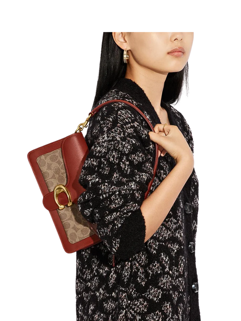 on-model-Coach-Tabby-Shoulder-Bag-26-In-Signature-Canvas-Tan-Rust
