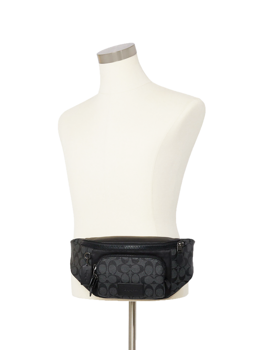 Coach Track Belt Bag In Signature Canvas Charcoal Black – Balilene