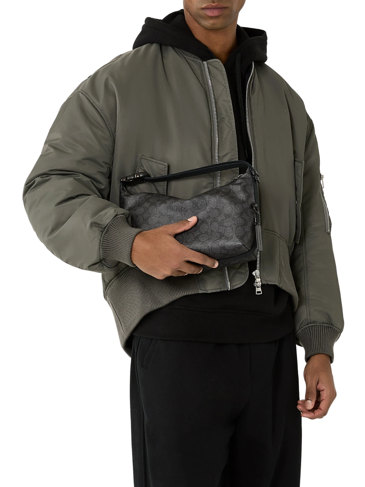 Coach Travel Kit With Speedclip In Signature Canvas Charcoal
