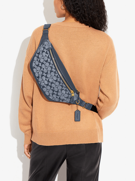 on-model-Coach-Warren-Belt-Bag-In-Signature-Chambray-Denim