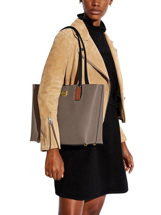 on-model-Coach-Willow-Tote-In-Colorblock-With-Signature-Canvas-Interior-34-Dark-Stone
