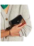 on-model-Coach-Wyn-Small-Wallet-In-Colorblock-Signature-Canvas-Tan-Black