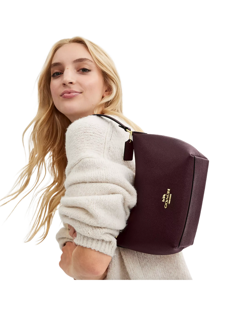 on-model-Coach-Zip-Shoulder-Bag-Crossgrain-Leather-Merlot