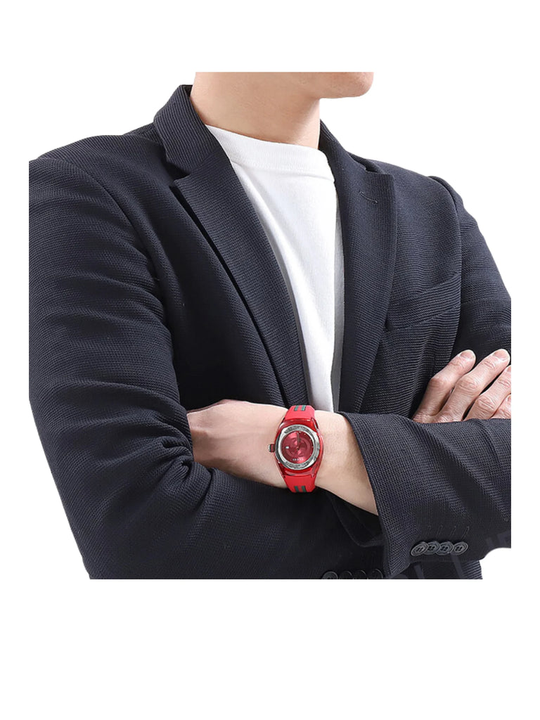 on-model-Gucci-Sync-36MM-Stainless-Steel-Red-Rubber-Strap-WatchWEBP