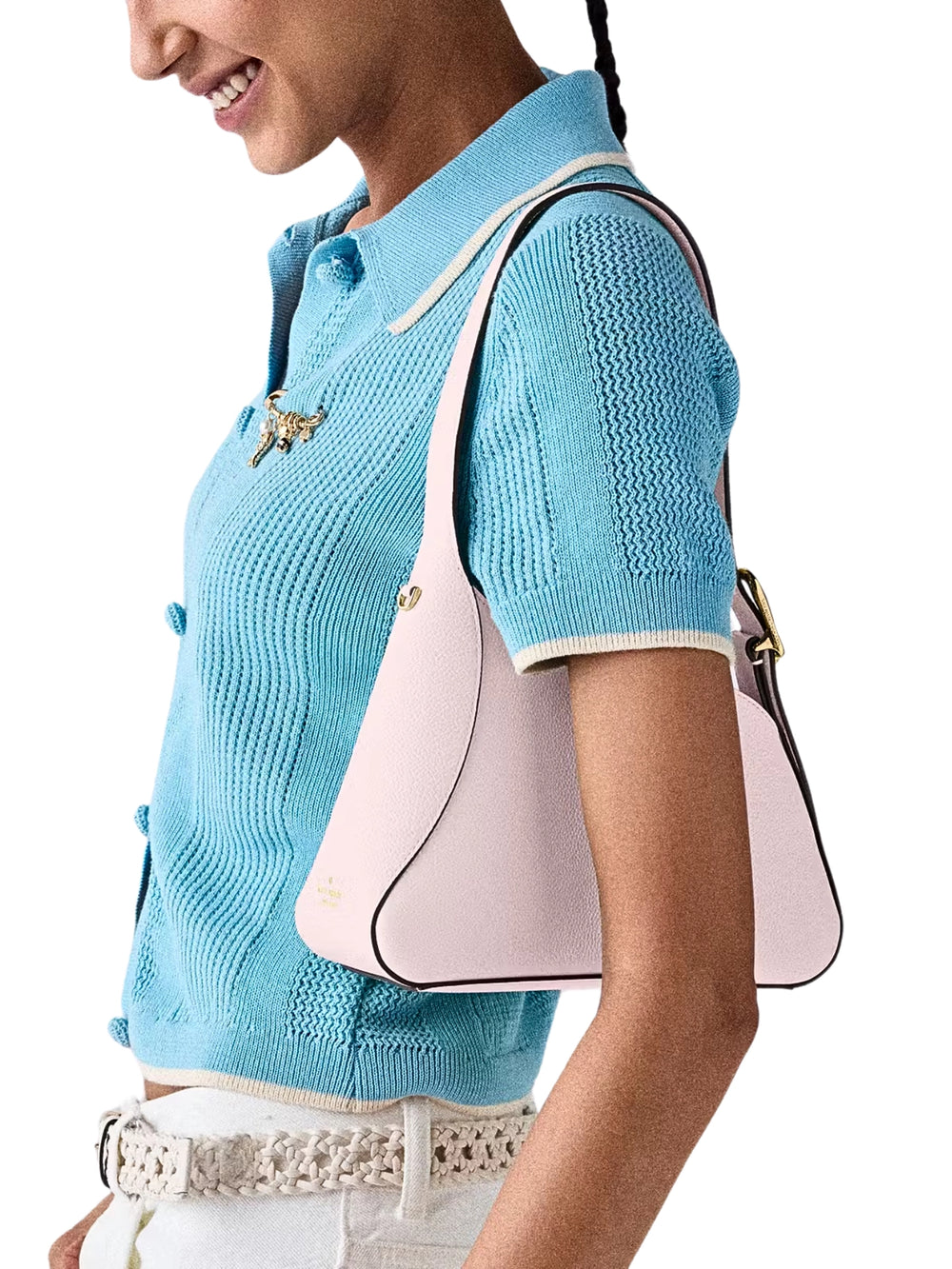 on-model-Kate-Spade-454-Sculpted-Shoulder-Bag-Shimmer-Pink