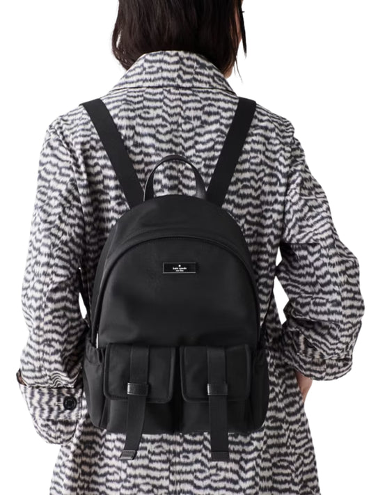 on-model-Kate-Spade-Carter-Nylon-Cargo-Backpack-Black