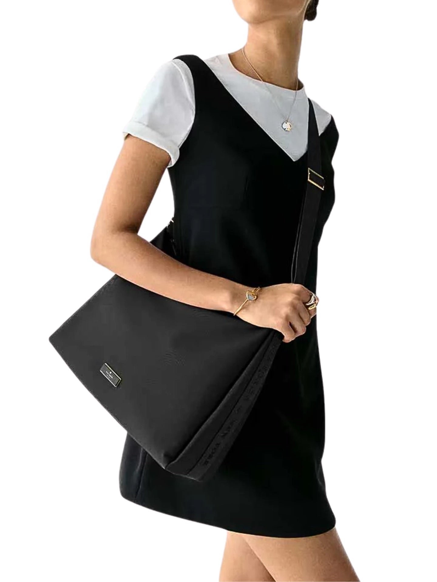 on-model-Kate-Spade-Carter-Nylon-Large-Convertible-Crossbody-Bag-Black